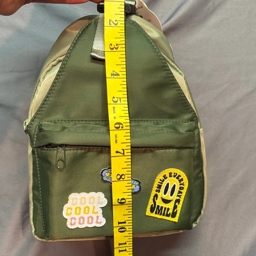 Wonder Nation Kids Sling Bag Olive Green‎ NWT Patches Adjustable Crossbody Strap